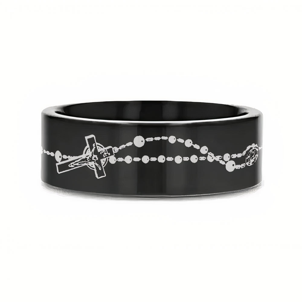 black rosary ring Side View
