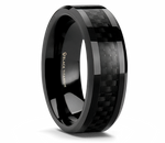 Black Carbon Fiber Ring - Black Titanium 8mm 