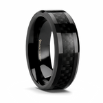 Black Carbon Fiber Ring - Black Titanium 8mm 