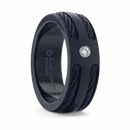 Black Rope Inlaid Black Titanium Ring with Diamond 