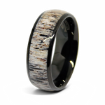 Black Tungsten Antler Ring - 8mm 