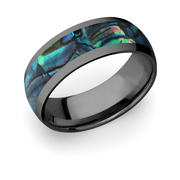 Black Domed Abalone Shell Ring 