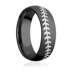 Baseball Ring in Matte Black with White Stitch - 7mm 
