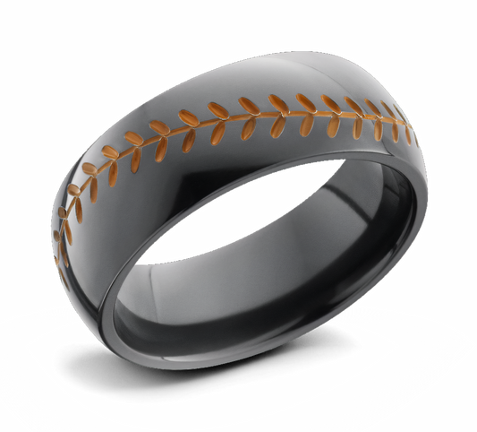 Black Baseball Band with Orange Stitching - His or Hers 