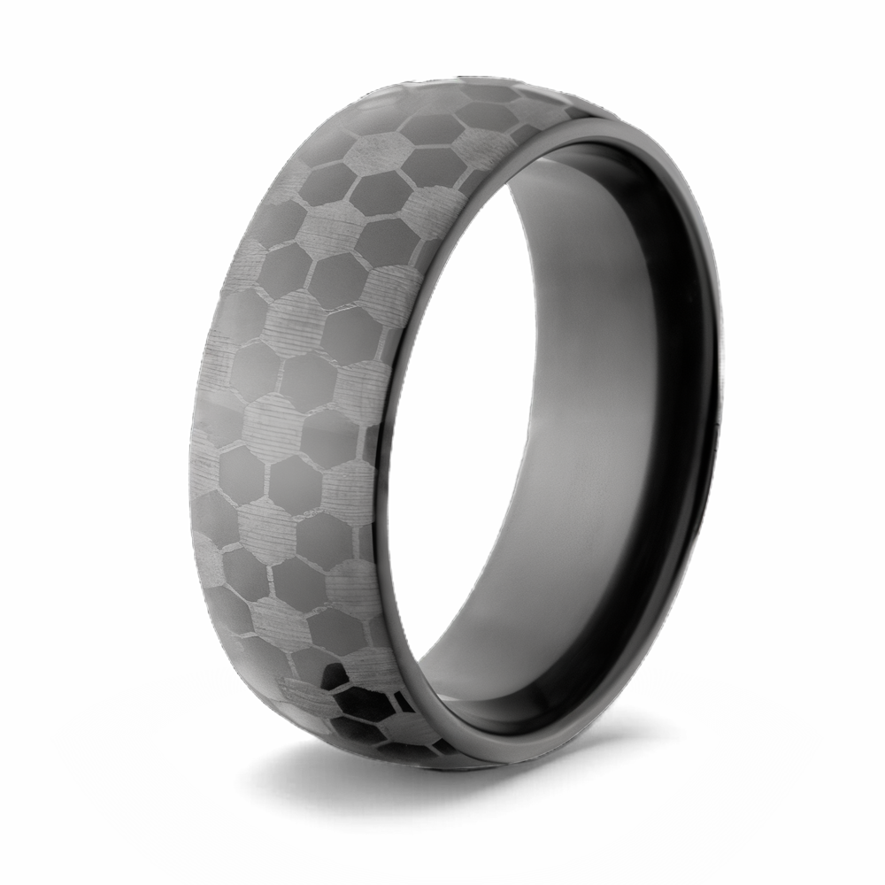 Black Soccer Ring - 8mm Zirconium 