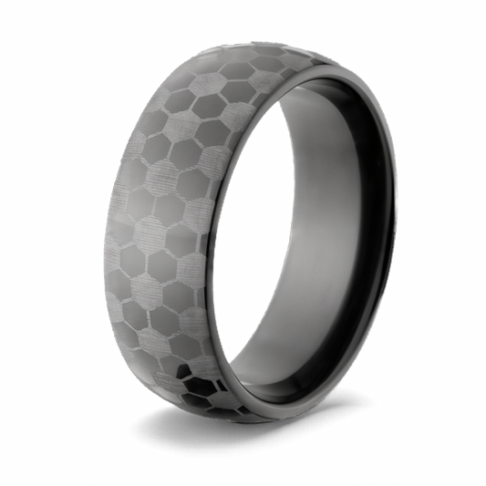 Black Soccer Ring - 8mm Zirconium 
