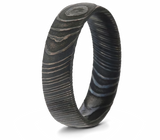 Damascus Steel Ring - Black Acid Etched 6mm 