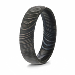Damascus Steel Ring - Black Acid Etched 6mm 