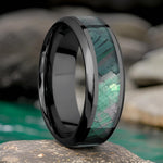 Zirconium Ring with Black Mother of Pearl Inlay 