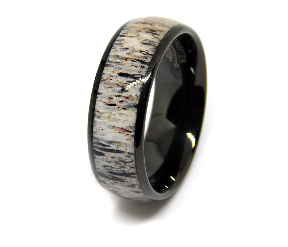 black tungsten antler ring