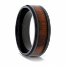 Dark Walnut Wood Inlay Ring in Black Titanium - 8mm 