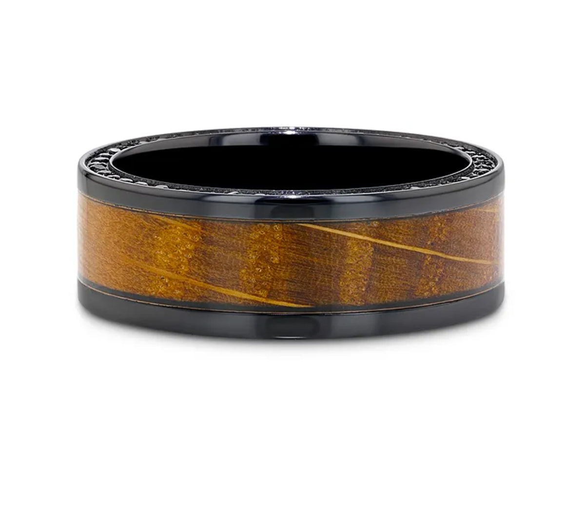 Whiskey Barrel and Black Sapphires Ring - Camo Ever After