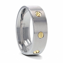 Titanium Brush Finish Ring with Rotating Screw Design 