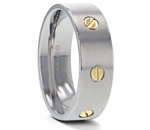 Titanium Brush Finish Ring with Rotating Screw Design 