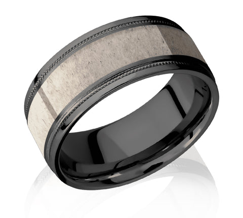 Black Zirconium Antler Ring