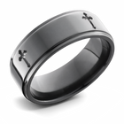 Mens Cross Wedding Band - Zirconium 8mm 