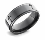 Mens Cross Wedding Band - Zirconium 8mm 
