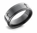 Mens Cross Wedding Band - Zirconium 8mm 