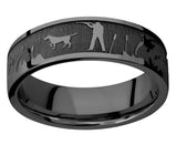 Laser Carved Duck Hunt Scenery Ring - 7mm Zirconium 