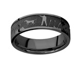 Laser Carved Duck Hunt Scenery Ring - 7mm Zirconium 