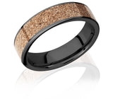 Tan Dinosaur Bone Wedding Band - Black 4mm - 8mm 
