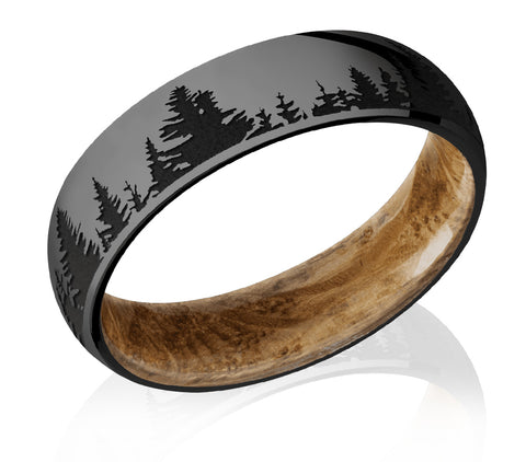 Black Forest Tree Line Ring wilth Whiskey Barrel Sleeve