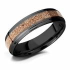 Black Zirconium Ring with Dino Bone Tan Inlay - 6mm 