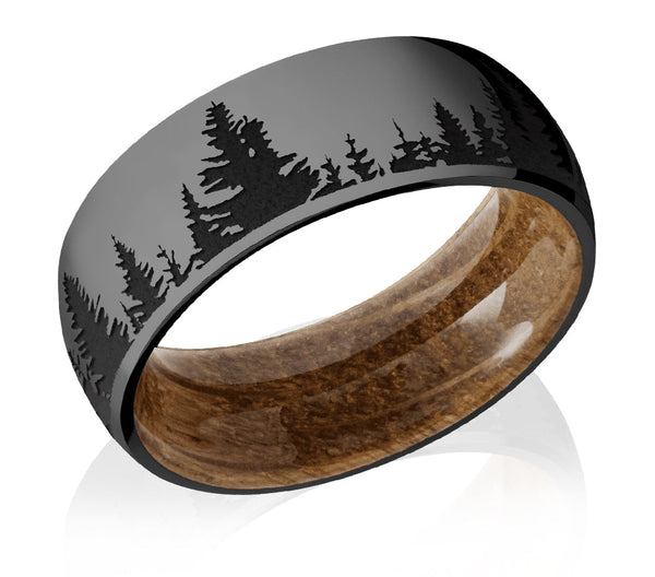 Black Forest Tree Line Ring wilth Whiskey Barrel Sleeve - Camo Ever After