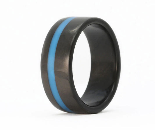 Carbon Fiber Thin Blue Line Ring - Camo Ever After