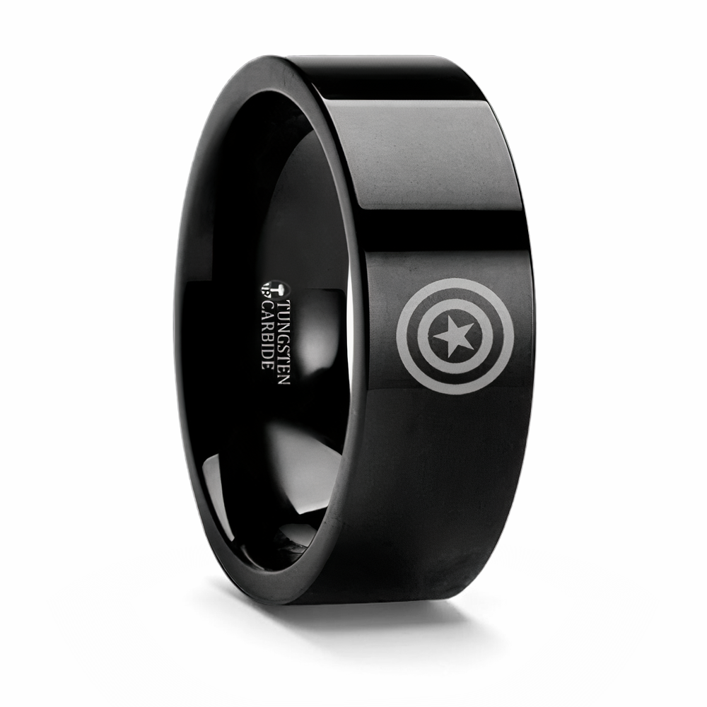 Captain America Ring in Black Tungsten 