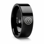 Captain America Ring in Black Tungsten 