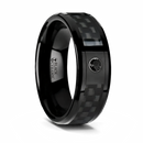 Carbon Fiber Inlay Ring with Black Inset Diamond 