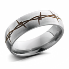Domed Band with Rust Barbed Wire Design 