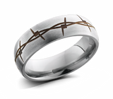 Domed Band with Rust Barbed Wire Design 