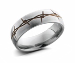 Domed Band with Rust Barbed Wire Design 