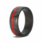 Thin Red Line Ring in Carbon Fiber 