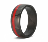 Thin Red Line Ring in Carbon Fiber 