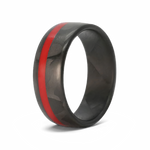 Thin Red Line Ring in Carbon Fiber 