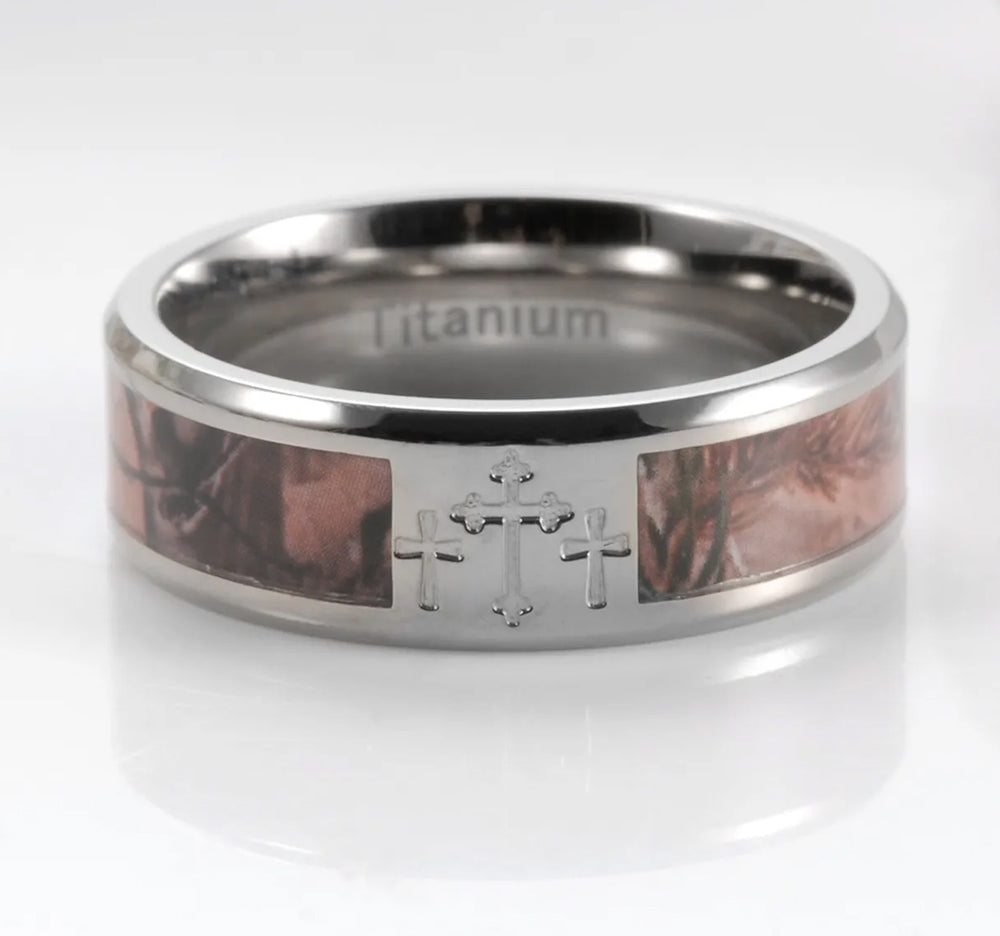 camo three cross ring titanium