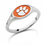 Clemson small oval signet ring in polished cobalt chrome featuring the Tiger Paw emblem