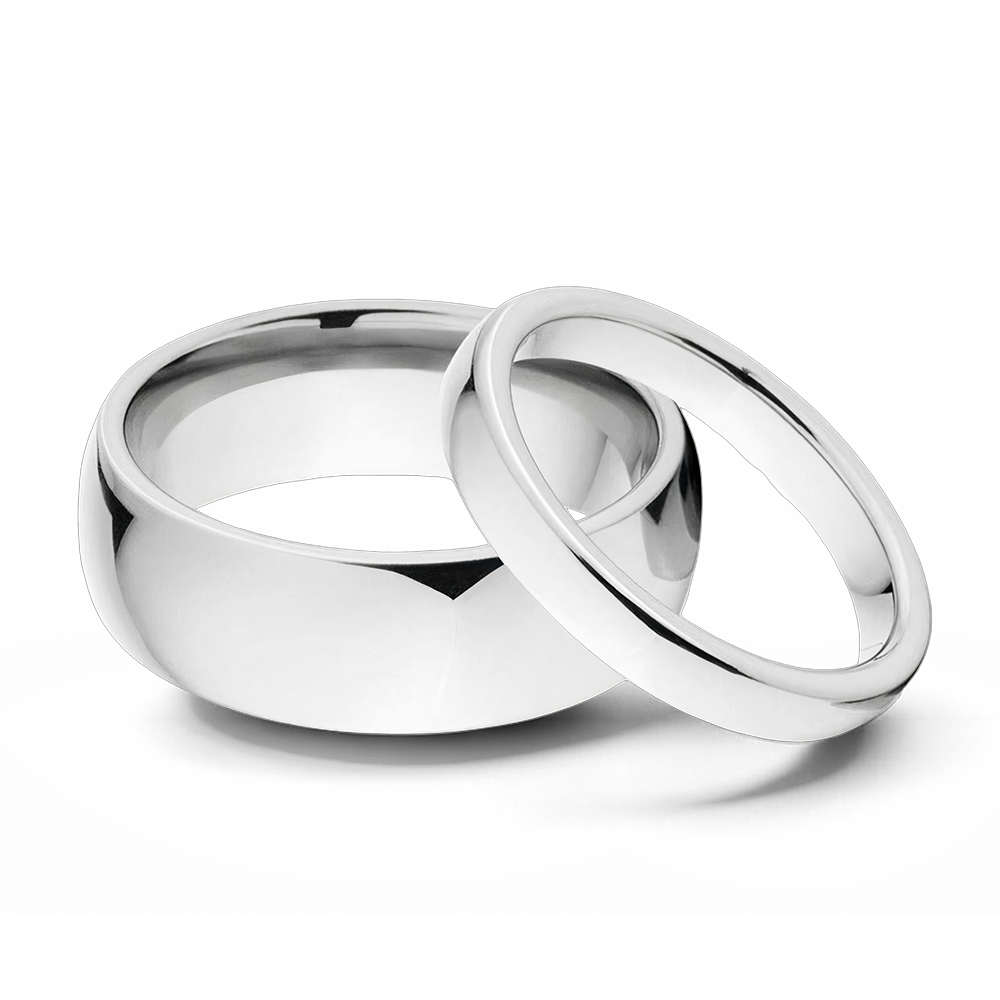 Cobalt Wedding Ring Set - 8mm & 3mm 