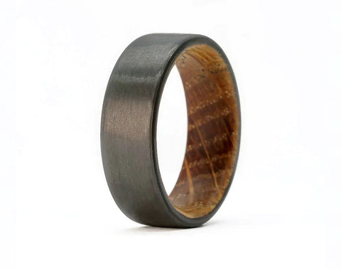 Carbon Fiber Ring with Whiskey Barrel Sleeve