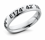 Ring with Coordinates - Latitude and Longitude 4mm Cobalt 