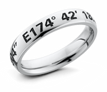 Ring with Coordinates - Latitude and Longitude 4mm Cobalt 