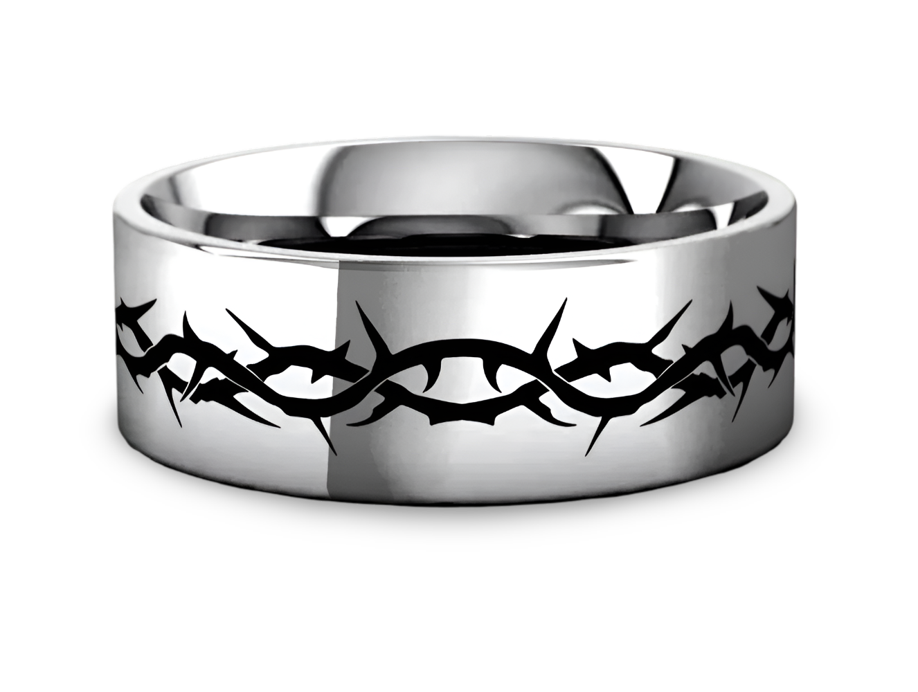 Crown of Thorns Ring Flat Tungsten 