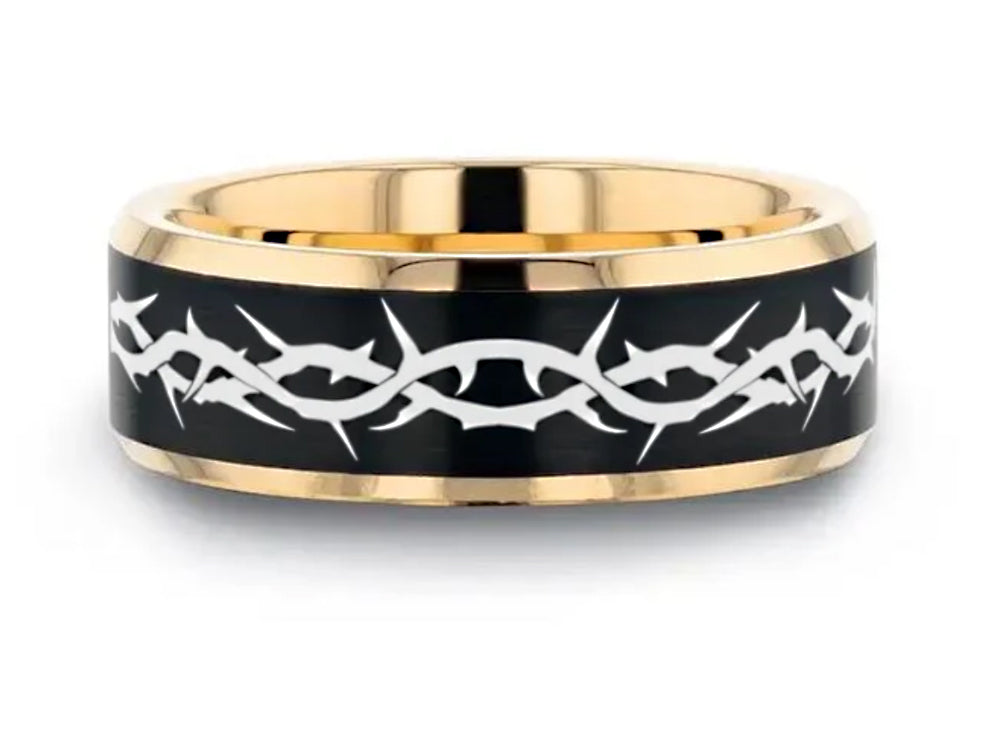 crown of thorns ring with gold plated edges