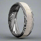 Acid Etched Damascus Antler Ring - Camo Ever After
