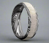 Acid Etched Damascus Antler Ring - Camo Ever After