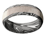 Acid Etched Damascus Antler Ring - Camo Ever After