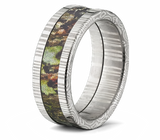 Damascus Steel Ring with Mossy Oak Inlay - 8mm Flat 